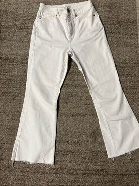 Ann Taylor Loft White Raw Hem Flare Jeans